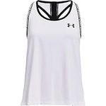 Under Armour Girls' Knockout Tank , White (100)/Black , Youth Large