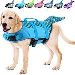 EMUST Large Dog Life Jacket, Dog Life Vests for Swimming, Small/Medium/Large Dog Life Preserver with Rescue Handle, Adjustable Dog Flotation Vest for Water at Pool, Beach, Boating (XL,BlueMermaid)