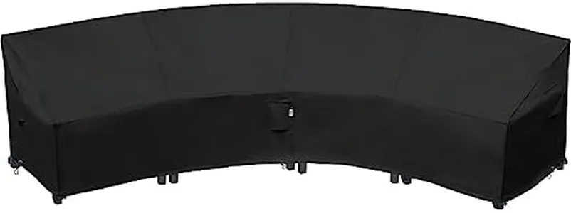 Flexiyard Curved Patio Furniture Cover for Outdoor Sectional Sofa, 190"(128") Reinforced Waterproof 600D, Lawn Outside Garden Winter Protective Couch Cover - Midnight Black