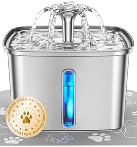 Veken Innovation Award Winner Stainless Steel Cat Water Fountain, 108oz/3.2L Automatic Pet Fountain Dog Water Dispenser with Replacement Filters & Silicone Mat for Cats, Dogs, Multiple Pets (Silver)