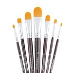 Transon 7pcs Artist Filbert Paintbrush Set for Acrylic Watercolor Gouache Oil and Body Painting