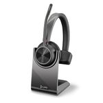 Poly Voyager 4310 UC Wireless Headset & Charge Stand (Plantronics) - Single-Ear Bluetooth Headset w/Noise-Canceling Boom Mic - Connect PC/Mac/Mobile - Works w/Teams (Certified), Zoom -Amazon Exclusive
