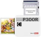 KODAK Mini 3 Retro 4PASS Portable Photo Printer (3x3 inches) + 8 Sheets, White