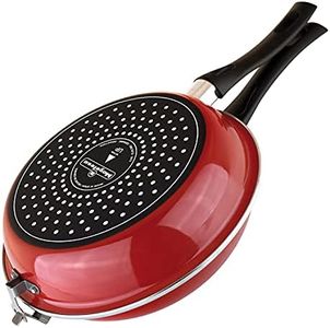 MAGEFESA FRITTATA Frying PAN. Double Layer Non-Stick Frying pan, vitrified Steel, Compatible with All Types of fire, Including Induction, Dishwasher Safe, Ergonomic Handle (9,4”) (RED)