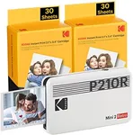 KODAK Mini 2 Retro 4PASS Portable Photo Printer (2.1x3.4 inches) Initial 8 Sheets + 60 Sheets Bundle, White