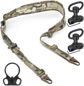 WarBull 2 Point Sling Quick Adjust, QD Swivel Rifle Sling with HK Hook, Soft Shoulder Pad Gun Sling for Rifle, Shotgun, and Crossbow for Hunting and Outdoor Sports (Multicamo)