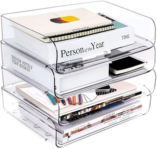 Purilit design 4-Tier PET Paper Trays - Stackable Desktop Racks Organizer for Letter Tray, Clear Multipurpose Office Accessories Tray for A4 Paper Holder, File Documents, Supplies, Magazine, Receipts