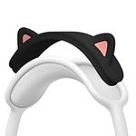 kwmobile Cat Ear Headphone Cover Compatible with Apple AirPods Max Headphones - Silicone Headband Covers - Cute Gaming Accessories - Black/Dark Pink