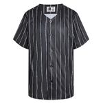 DEHANER Plain Blank Baseball Jerseys for Men Women Adult Hip Hop Hipster Button Down Shirts Sports Uniforms Outfits, White Pinstripe-black Jersey, X-Large