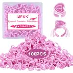 Glue Rings 100PCS Glue Rings for Eyelash Extensions Disposable Lash Glue Holder MEKK Lash Glue Rings Fanning Blossom Cups Eyelash Glue Ring for Eyelash Extension Glue Cups(pink)