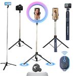 Blushinsta Super Long Selfie Stick Tripod,Extra-Long Selfie Stick with Large Reinforced Tripod Stand Upto 67 inch/170 cm Wireless Bluetooth Selfie Stick for YouTube Video (LED Light Not Included)