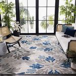 Safavieh Cabana Collection CBN800F Floral Indoor/Outdoor Non-Shedding Stain Resistant Patio Backyard Area Rug, 8' x 10', Grey/Blue