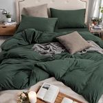 PURE ERA Jersey Knit Forest Green Duvet Cover Set 100% T-Shirt Cotton Super Soft Comfy 3pc Bedding Set with Zipper Closure (Solid Forest Green, King, 104'' x 90'')