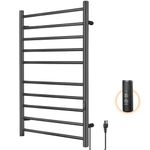 Aquatrend Towel Warmer, 10 Bar Heated Towel Rack for Bathroom, Stainless Steel Electric Hot Towel Rack with Build-in Timer, Fast Heating, Plug-in (Black)