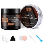 NIUB Leather Repair Kit, 8Oz/227g Black with Oil Vinyl Repair Kit for Sofas, Car Leather, Shoes, Non-Toxic Faux Leather Repair Balm/Cream