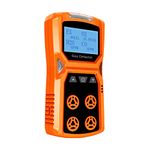 Gas Detector, CHNADKS 4 Gas Monitor H2S,O2,CO and LEL Multiple Indicator with Vibration, Audible, Visual 4 Gas Monitor Personal Rechargeable Gas Sniffer Alarm with LCD