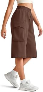 G4Free Yoga Pants for Women Wide Leg Capris with Pockets Stretchy Comfy Hiking Cropped Sweatpants Travel Casual Pants(Coffee Brown,L,13")