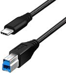 Fasgear Type C to USB B 3.0 Cable 1 Pack 3ft/1m Nylon Braided USB C Male to Type B Male Cord (Black)