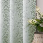 Sage Green Curtains 63 Inch Length for Bedroom 2 Panel Set Grommet Damask Medallion Pattern Room Darkening Window Curtain Drapes for Living Room