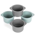 Pietuley Large Silicone Poached Egg Moulds, 4PCS Ramekins for Air Fryer, Yorkshire Pudding Tray Air Fryer Poached Egg Cups Poached Egg Maker, Air Fryer Accessories Air Fryer Liners (Grey Green)