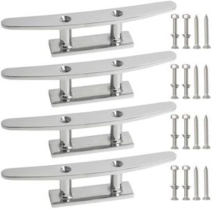 VEITHI 5 inch Boat Cleat Flat Top 4 Pack, 316 Stainless Steel Boat Dock Cleats,Rope Cleat,Dock Cleats with Screws for Marine or Nautical Decor and Dock Cleat Decorative.