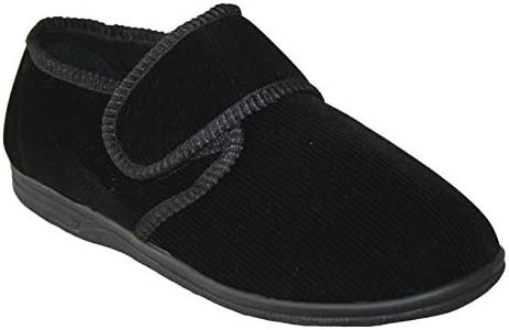 footloose.shoes Diabetic Orthopedic Men's Easy Close Wide-Fitting Touch Close Bar-strap Shoe Slippers Sizes 6-14 (Black Zac, UK Footwear Size System, Adult, Men, Numeric, Wide, 8)