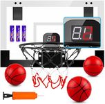 TREYWELL Indoor Basketball Hoop Fan Backboards for Teens and Adults Door Room Basketball Hoop Mini Hoop with Electronic Scoreboard, 3 Balls and Batteries Basketball Toys for 8 9 10 11 12