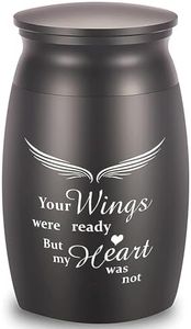 BeauFairy Pet Cremation Urn, Aluminum Small Pet Memorial Urns for Dog or Cat Ashes, Mini Pet Ashes Keepsake with Winged Pattern, Loss Pet Memorial Remembrance Sympathy Box, Black