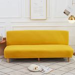 YOPOIY Folding Sofa Bed Cover Stretch Futon Slipcover with Elastic Bottom Solid Color Thicken Couch Cover Removable Full Coverage Futon Cover -yellow-160-190cm