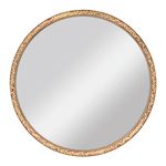 MCS 30in Round Large Wall Mirror, Natural Woodgrain Solid Wood Frame with Braided Seagrass Detail, Coastal Mirror for Bathroom, Bedroom & Livingroom