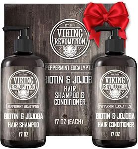 Viking Revolution - Mens Shampoo - Mens Shampoo And Conditioner - 2 x 500 ml - Natural Shampoo with Jojoba Oil and Mint Oil - Peppermint & Eucalpytus Shampoo Men