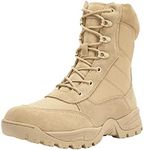 WIDEWAY Men's 8 Inches Military Tactical Work Boots Side Zipper Lightweight Army Combat Boots Durable Outdoor Work Boots Desert Boots, Sand, 12