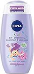 NIVEA KIDS 3-in-1 Shower Gel, Shampoo & Conditioner (250 ml), Care and Cleaning for Kids with Adorable Berry Fragrance, Extra Mild & Soap-Free Hair and Skin Care for Children