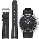 BONACE Strap for Omega x Swatch MoonSwatch Watch 20mm,Soft Rubber Omega X Swatch Moonswatch Speedmaster Replacement Strap,Curved No Gap Moonswatch Swatch strap for Men Women