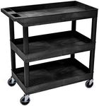 LUXOR EC111-B Tub Storage Cart 3 Shelves - Black,32" x 18"