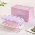 Nestasia Set of 2 Borosilicate Glass Containers with Lids | Microwave & Dishwasher Safe Airtight Glass Tiffin Box | Perfect for Leftovers, Baking Dish & Food Storage (1500ml Each)