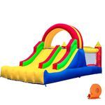 HuaKastro 16x7.2FT Bouncy Castle with 2 Racing Slides & Large Climbing Wall, 3 in 1 Kids Inflatable Bounce House, Rainbow Jumping Castle, Kids Backyard Playgrounds - with Air Blower