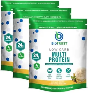 BioTrust Low Carb Protein Powder – Natural and Delicious Whey & Casein Blend from Grass-Fed Hormone Free Cows – Non GMO, Soy Free, Gluten Free, Hormone Free (Vanilla, 3-Pack)