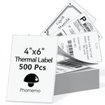 Phomemo 4x6 Thermal Paper Printer Label Thermal Direct Shipping Label Package Labels Compatible with Rollo Dymo Phomemo and Other 4 * 6 Label Printer (Pack of 500 4''x 6'' Fan-Fold Labels)
