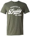 Promoted to Daddy 2024 T-Shirt Funny Humor New Dad Baby First Time, Green Heather, X-Large