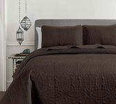 Chezmoi Collection Austin 3-Piece Oversized Bedspread Coverlet Set (Queen, Chocolate)