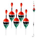 THKFISH Slide Bobbers Fishing Floats Fishing Bobbers Balsa Wood Slip Bobbers Fishing Floats Set For Pike Perch Bass 1/2 oz 5Pcs