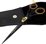 Saaqaans SQR-01 Professional Hairdressing Scissor - Perfect for Hair Salon/Barber/Hairdresser and Home use to Trim your Beard/Moustache & Haircut - Comes with Beautiful Shear Pouch/Case (Black UK)