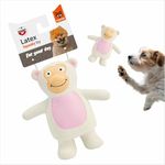 BarkButler x FOFOS Latex Monkey Squeaky Dog Toy - White, 100% Natural Latex, Squeaker, Soft & Easy-to-Clean Dog Toys for All X-Small-Small Breeds (0-10kgs)