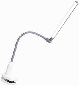Daylight UnoPro™ Clamp Lamp - High CRI 95 LED (6,000K, 1150 Lux), Anti-Glare Shade, 4 Brightness Levels, Flexible Arm, Sturdy Clamp (White)