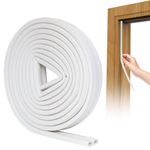 SUNMON Weather Stripping Door Seal Strip D-Type, Self Adhesive Window Sealer for Winter, Soundproofing Weatherstrip for Doors and Windows（White）