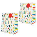 Hallmark Birthday Gift Bag Bundle - 2 Large Gift Bags in 1 Bright Colourful Design