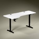 Green Soul Trigger 2.0 Height Adjustable Standing Desk|Ergonomic Design Table Top (5.3 Ft) Integrated Charging | Digital Display with Memory Preset | 3 Year Warranty | Black & White 1600 x 750 Top