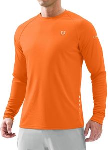 Men's Sun Protection Long Sleeve Shirts UPF 50+ Rash Guard for Men SPF UV Fishing Hiking Running Workout Athletic Shirt Orange