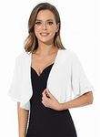 Women Shrug Soft Chiffon Open Front Sheer 3/4 Sleeve Bolero Cardigan for Evening Dress, White, XL